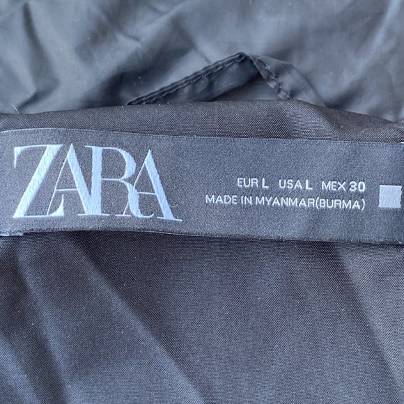 Zara Removable Hood Puffer Jacket Women Sz L Black Neutral Quilted Everyday - Picture 13 of 15